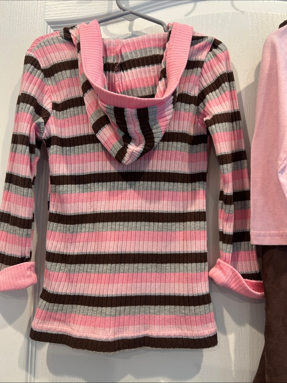 New Little Lass hooded Cardigan Set with Pink Top and Brown Pants 4t 3 pieces - Picture 3 of 9